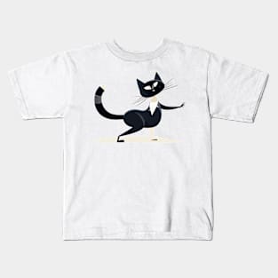 Funny Dancing Black Cat Kids T-Shirt